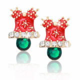 -Christmas- Red Bell sterling silver earring